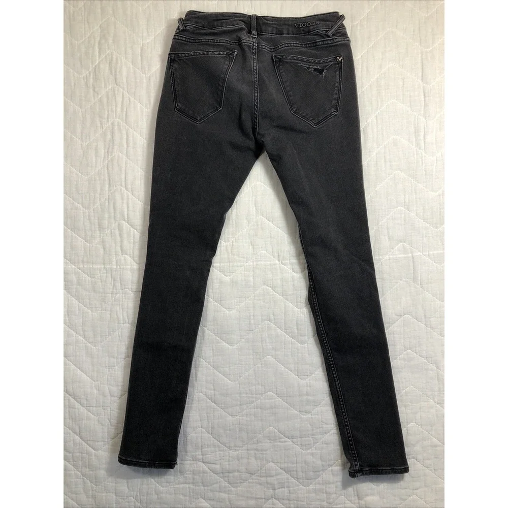 Vigoss Jeans Women's Size 25x27 Denim Black The Thompson Tomboy Distressed 26x27